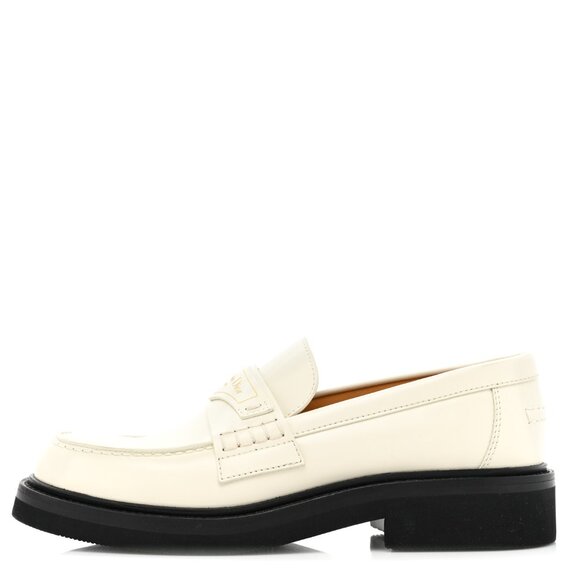 DIOR BOY Brushed Leather Flat Loafers Drivers Shoes Off White - Picture 1 of 15